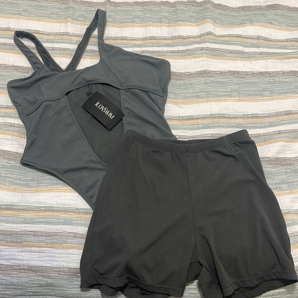 Gray One-Piece w/ Matching Shorts